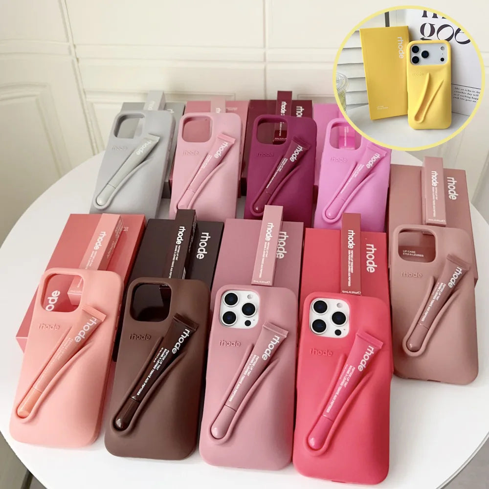 HODE Soft Silicone iPhone Case with Lipstick Holder – Gift Box Included