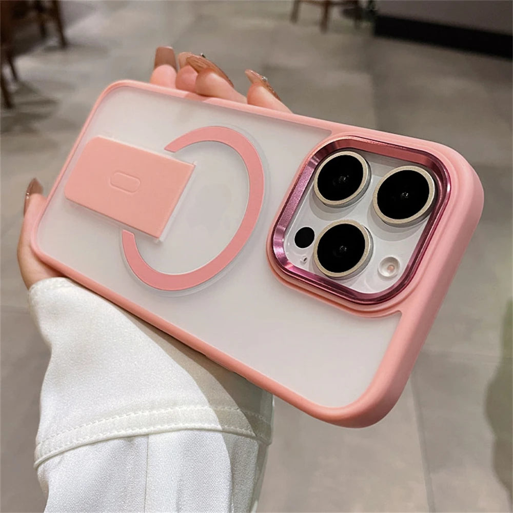 Magnetic Folding Stand iPhone Case – Matte Shockproof Cover with MagSafe