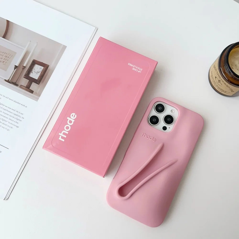 HODE Soft Silicone iPhone Case with Lipstick Holder – Gift Box Included