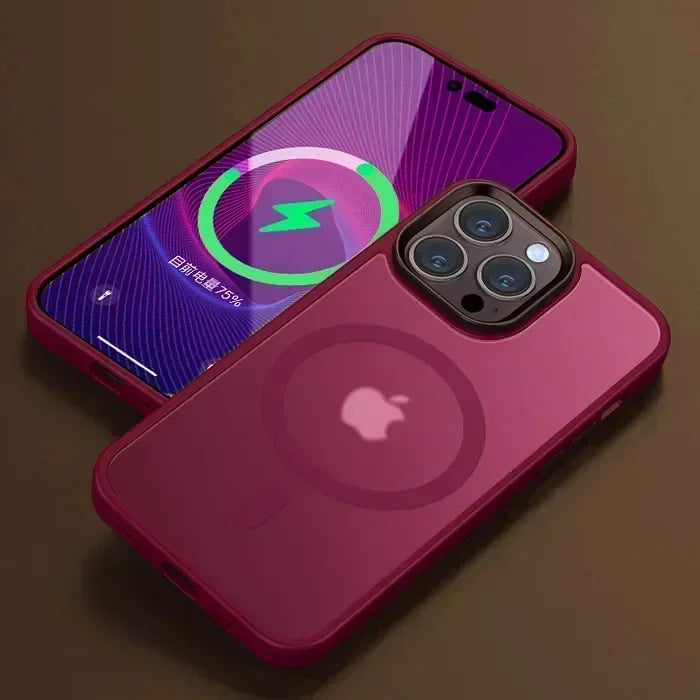 Shockproof Matte Transparent iPhone Case – MagSafe & Wireless Charging Compatible