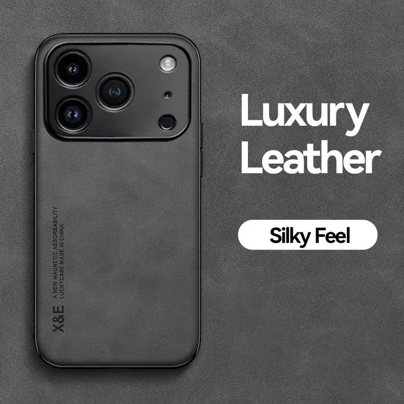 Luxury Leather Shockproof Phone Case – Compatible with iPhone 11–17 Series