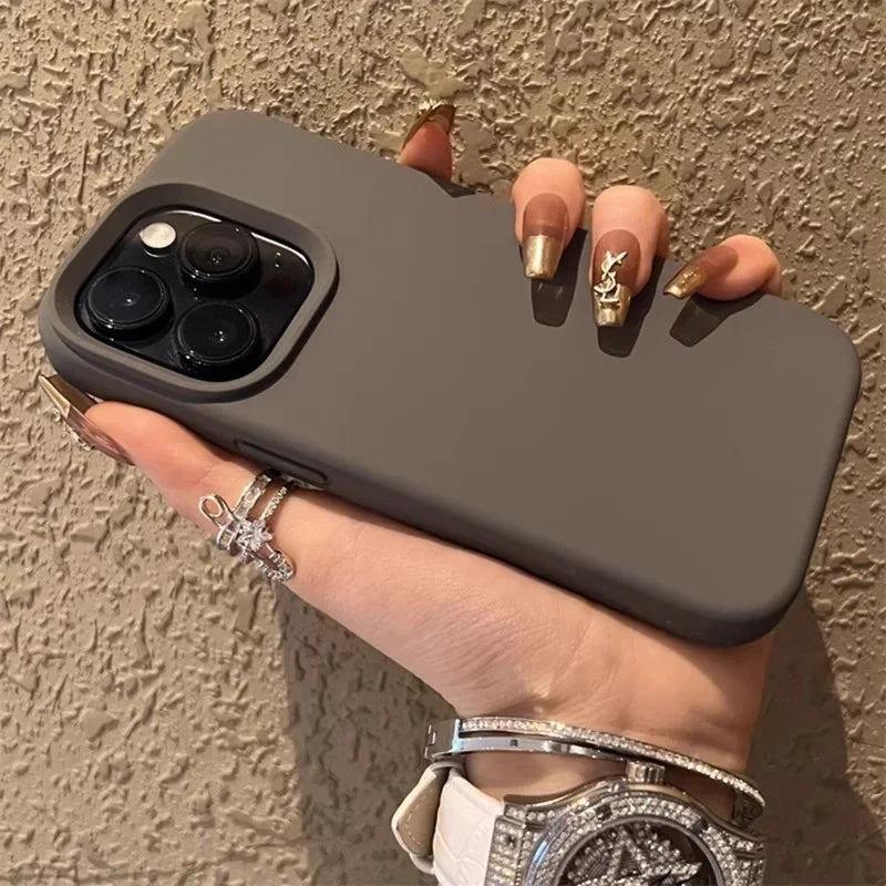 Luxury Silicone Shockproof iPhone Case – Solid Color Cover