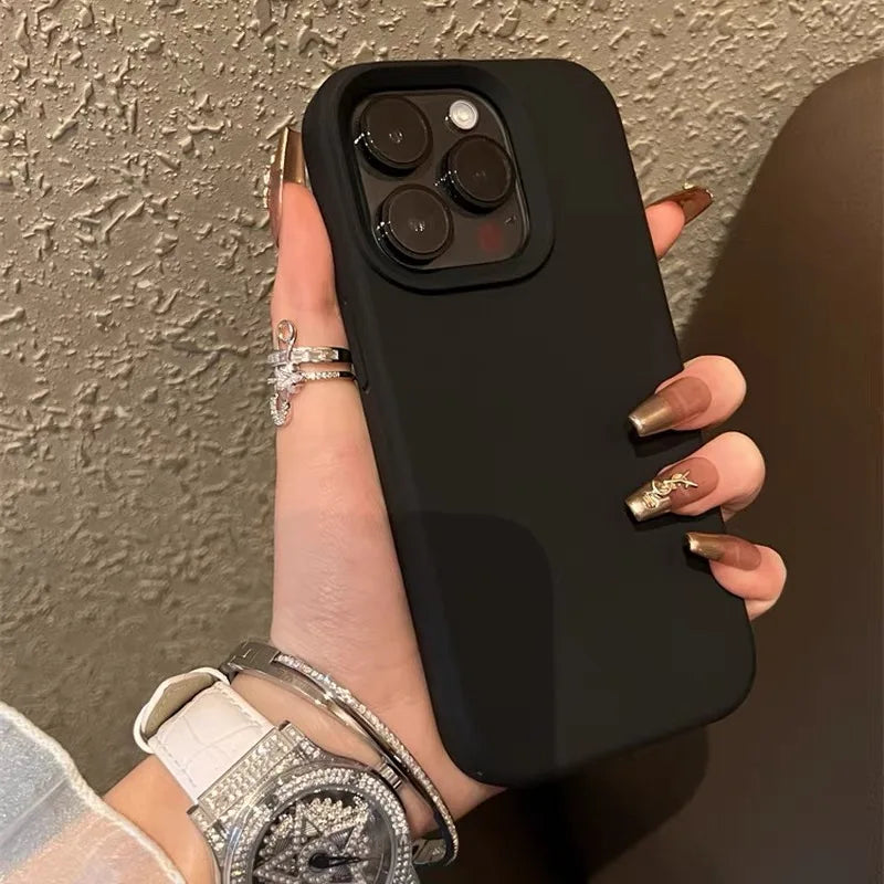 Luxury Silicone Shockproof iPhone Case – Solid Color Cover