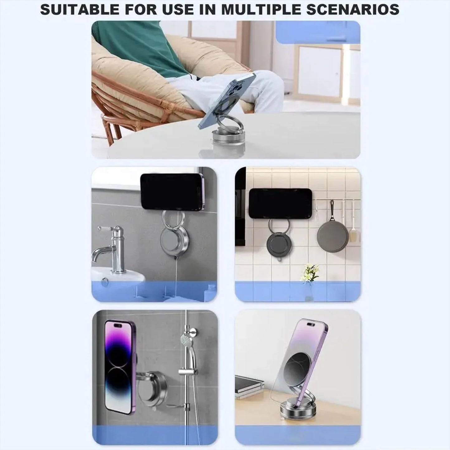 Adjustable Suction Cup Phone Mount – Space-Saving Car Stand for iPhones