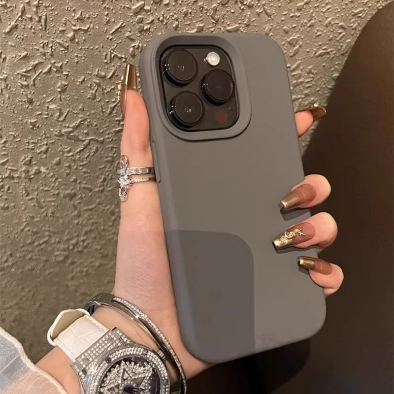 Luxury Silicone Shockproof iPhone Case – Solid Color Cover