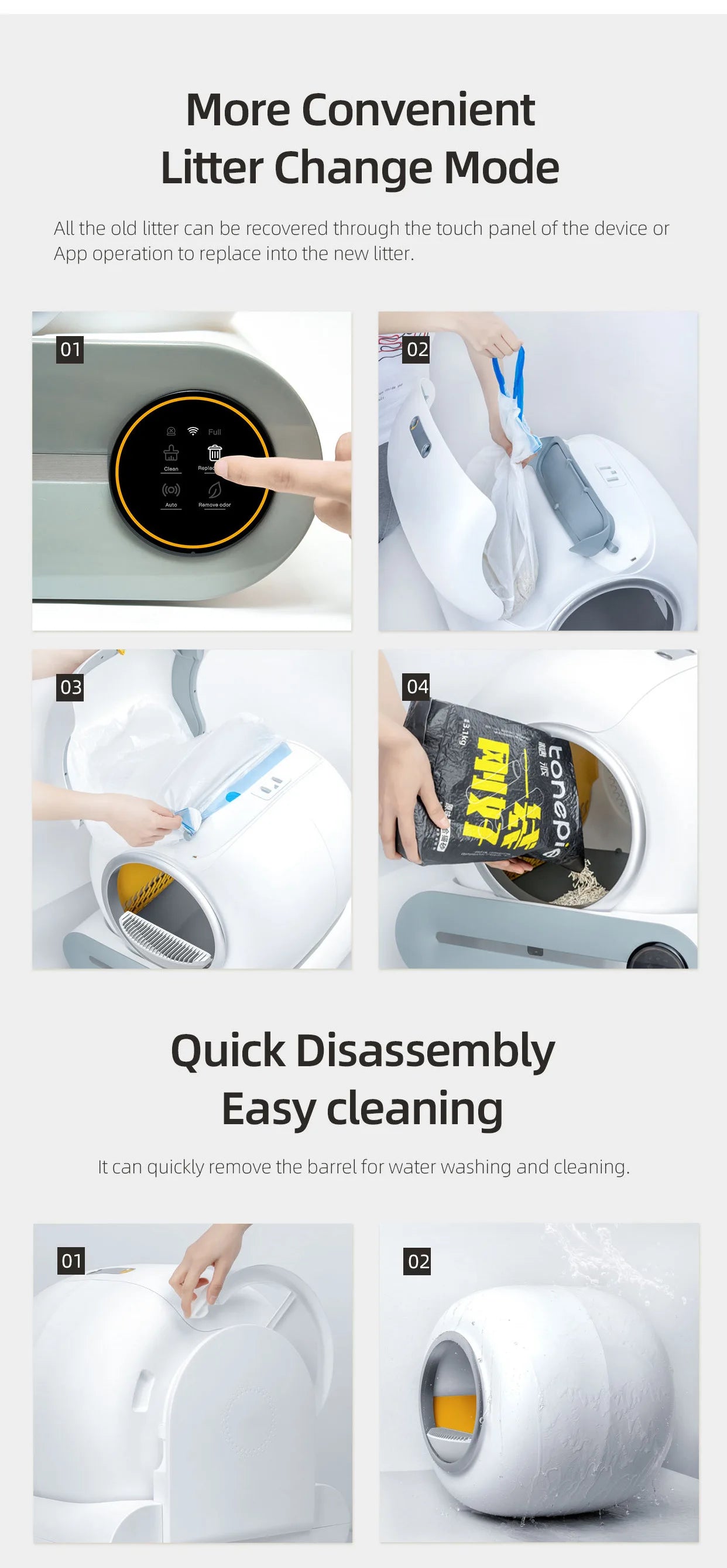 Automatic Cat Litter Box – Self-Cleaning, Large 65L