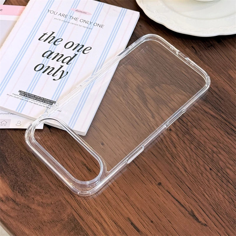Luxury Transparent Tempered Glass Case – Shockproof Clear Cover for iPhone 12–17 Series