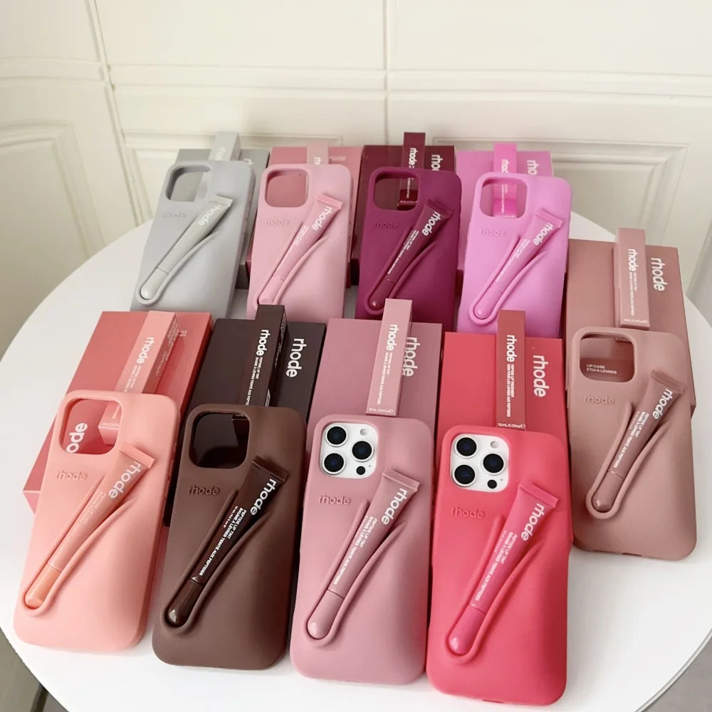 HODE Soft Silicone iPhone Case with Lipstick Holder – Gift Box Included