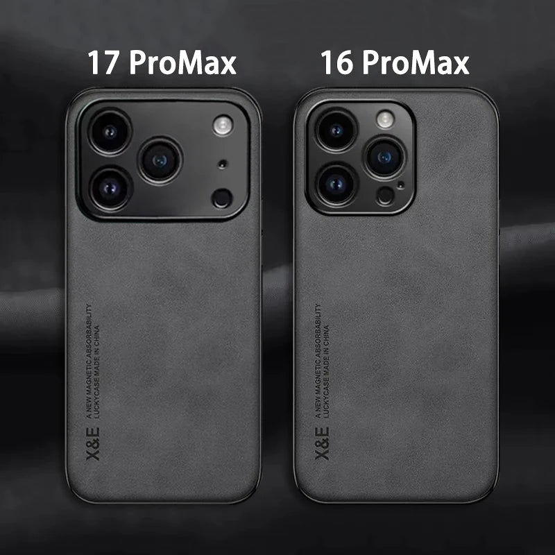 Luxury Leather Shockproof Phone Case – Compatible with iPhone 11–17 Series