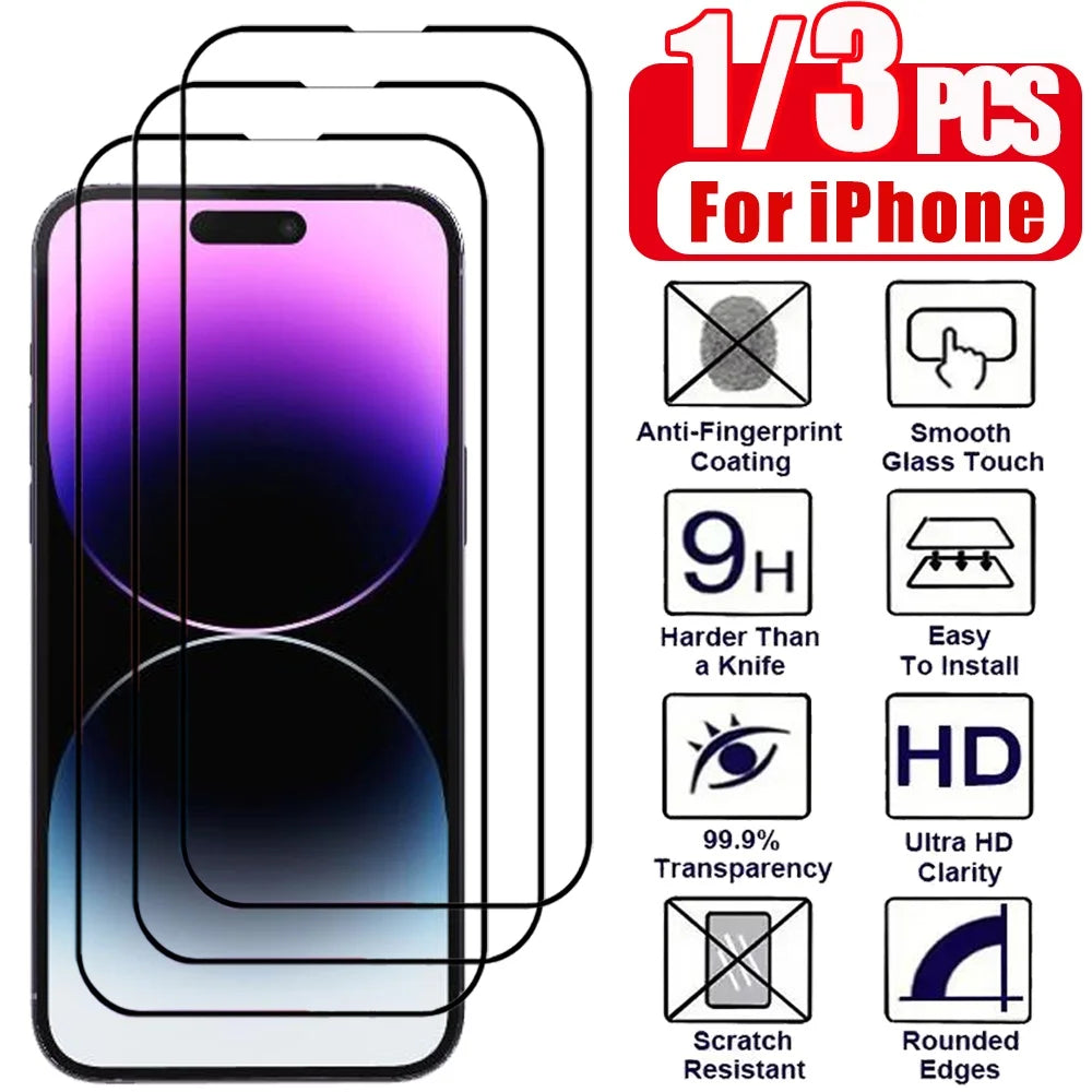 Anti-Spy Tempered Glass Screen Protector – Privacy Film for iPhone 11–17 Series (1/3 Pack)