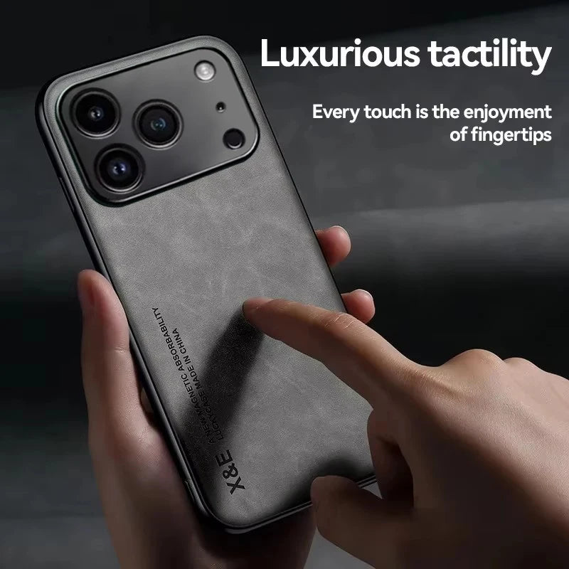 Luxury Leather Shockproof Phone Case – Compatible with iPhone 11–17 Series