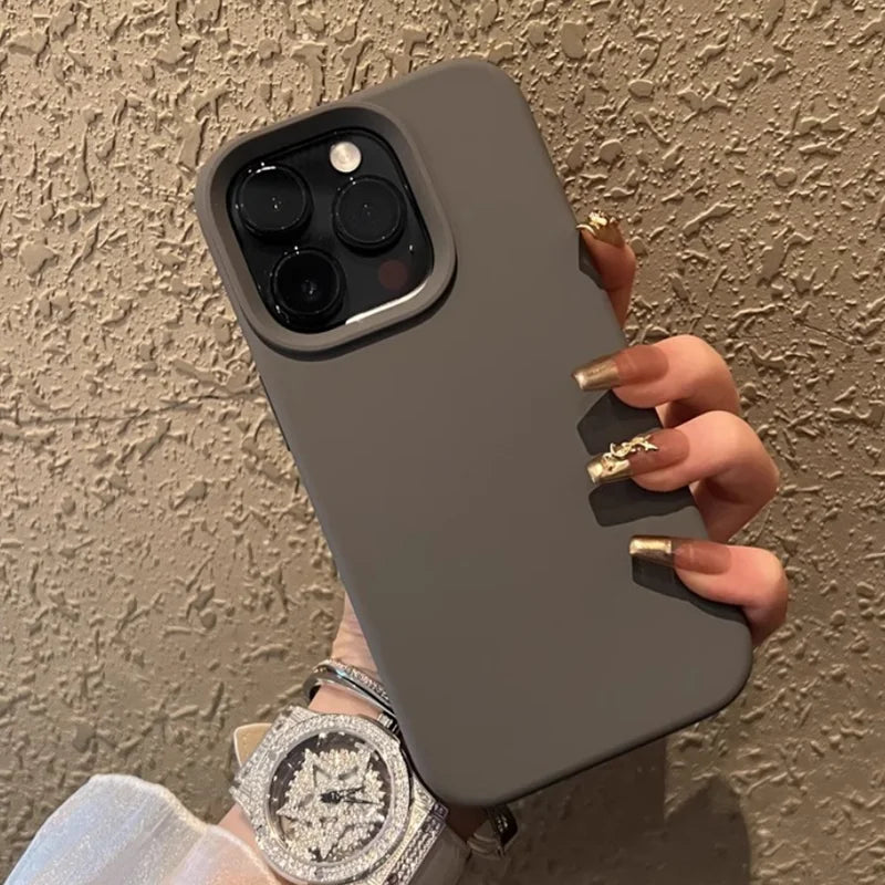 Luxury Silicone Shockproof iPhone Case – Solid Color Cover