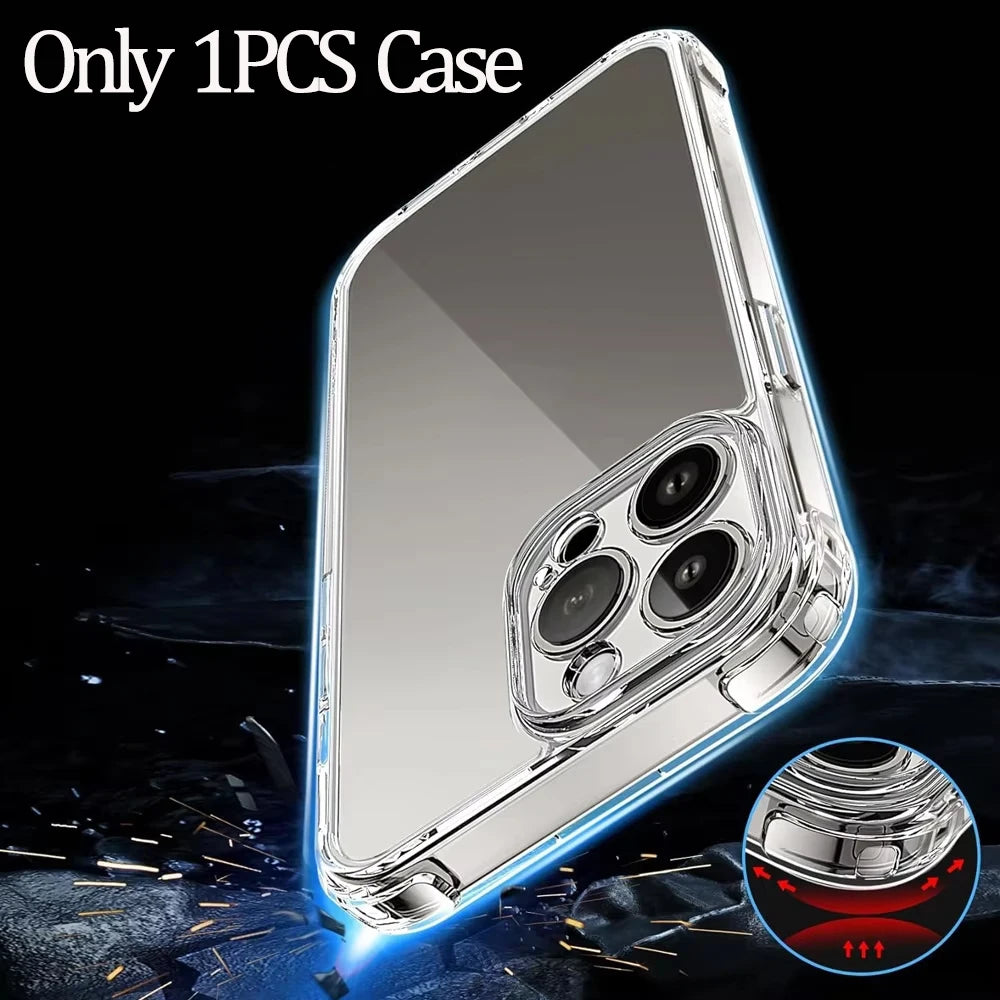 Transparent Shockproof iPhone Case – Compatible with iPhone 11–17 Series