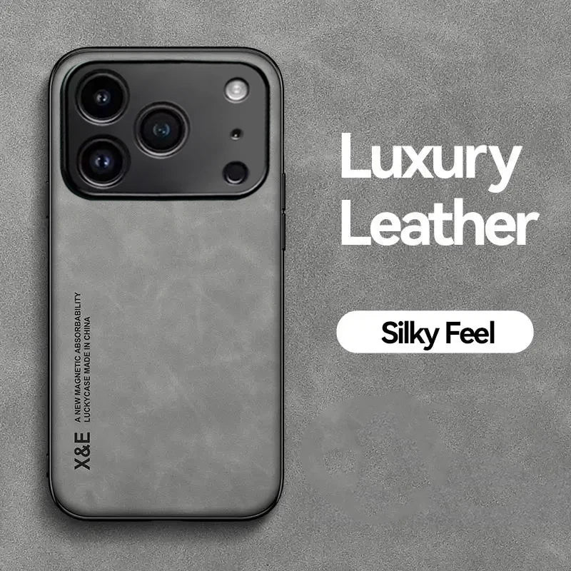 Luxury Leather Shockproof Phone Case – Compatible with iPhone 11–17 Series