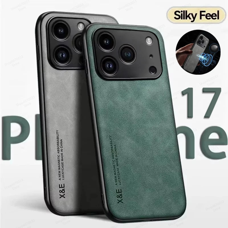Luxury Leather Shockproof Phone Case – Compatible with iPhone 11–17 Series