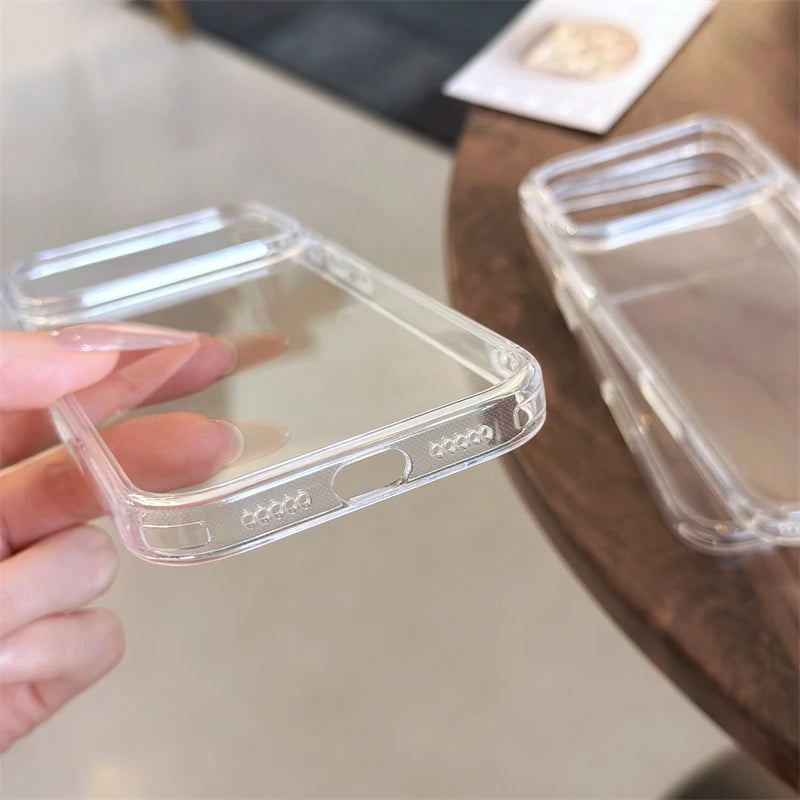 Luxury Transparent Tempered Glass Case – Shockproof Clear Cover for iPhone 12–17 Series