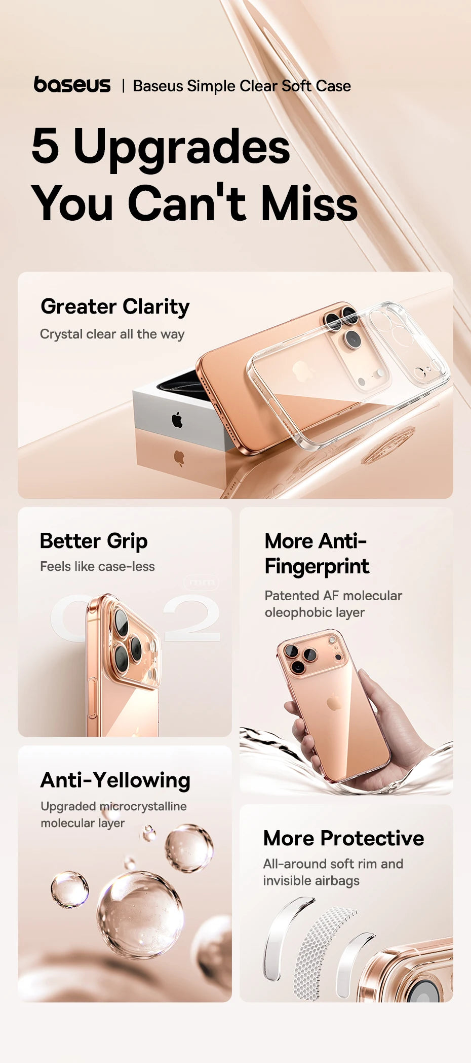 Baseus Clear TPU iPhone Case – Anti-Drop Ultra-Thin Cover