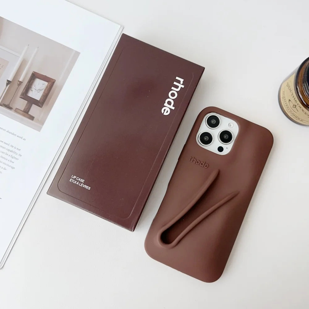 HODE Soft Silicone iPhone Case with Lipstick Holder – Gift Box Included