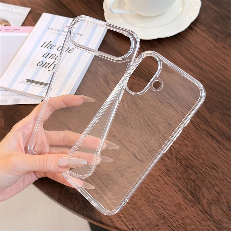 Luxury Transparent Tempered Glass Case – Shockproof Clear Cover for iPhone 12–17 Series