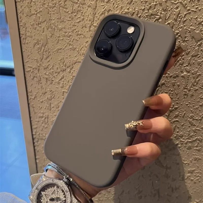 Luxury Silicone Shockproof iPhone Case – Solid Color Cover
