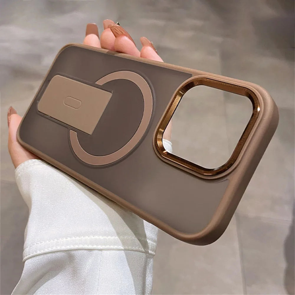 Magnetic Folding Stand iPhone Case – Matte Shockproof Cover with MagSafe