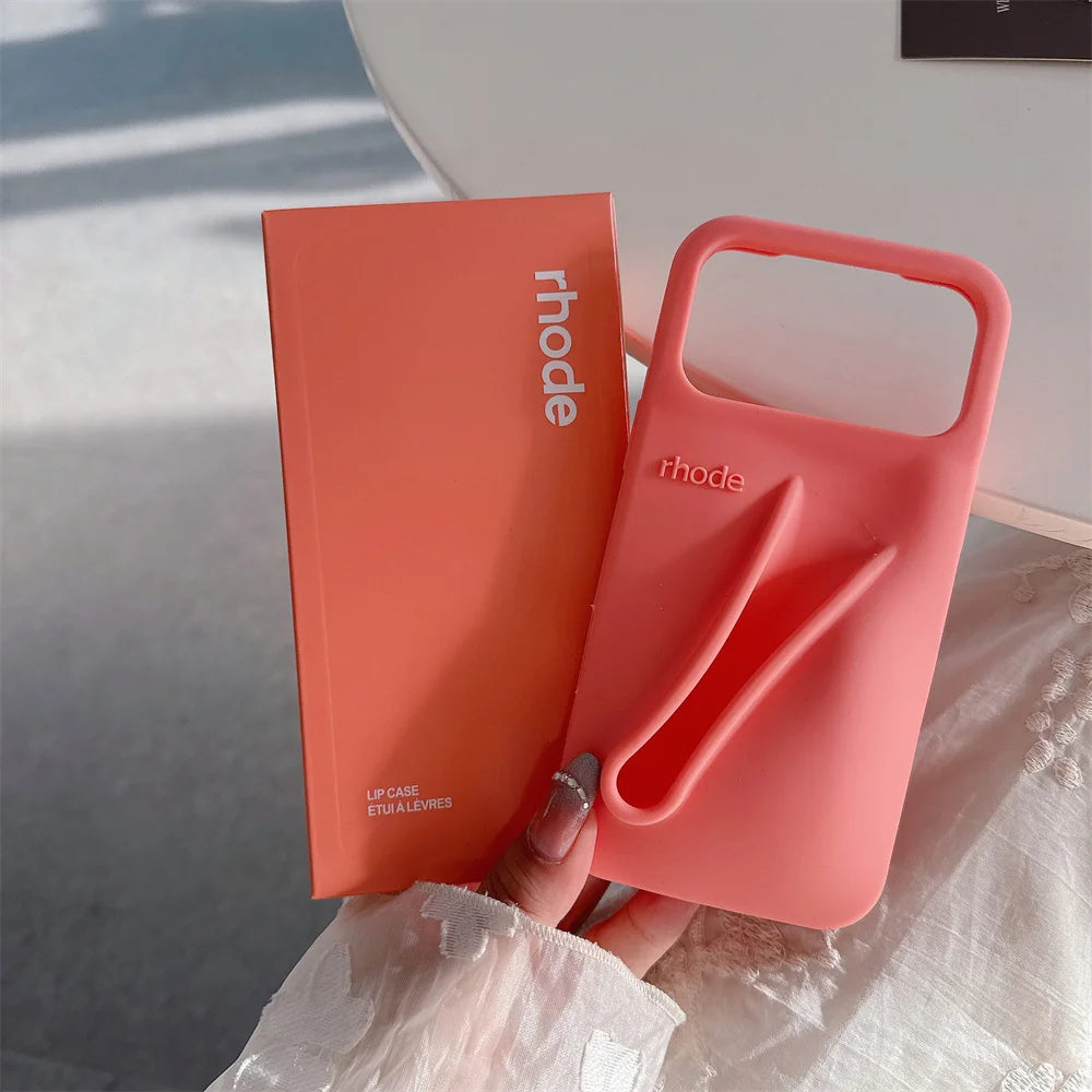 Luxury RHODE Silicone iPhone Case with Lipstick Holder & Gift Box
