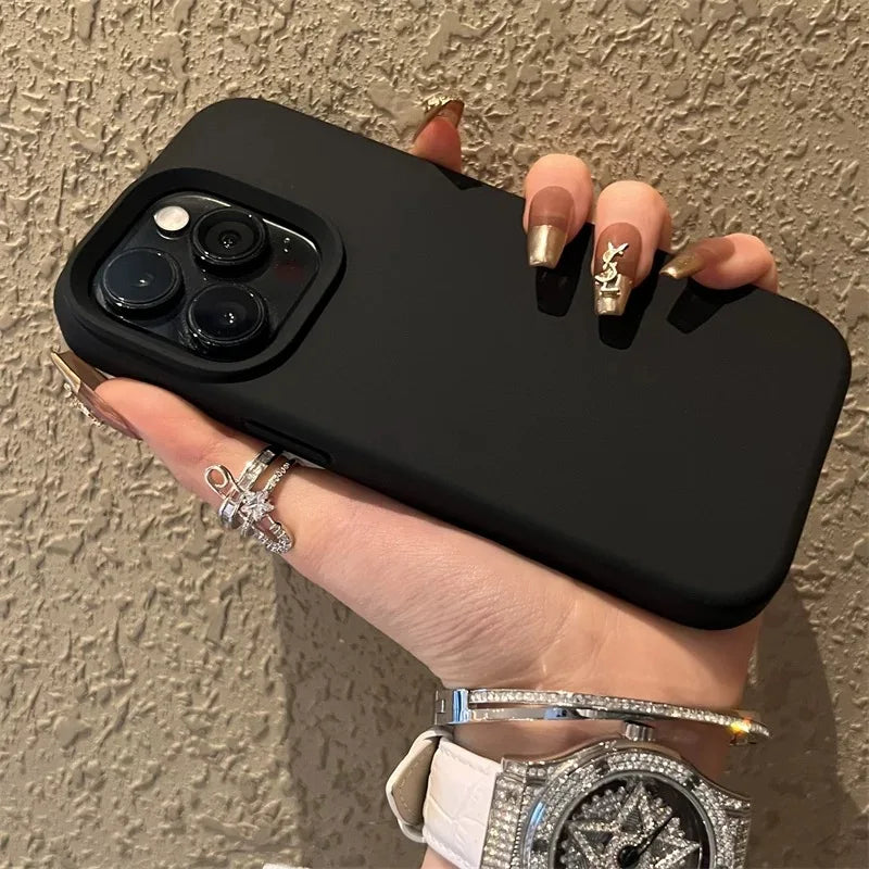 Luxury Silicone Shockproof iPhone Case – Solid Color Cover