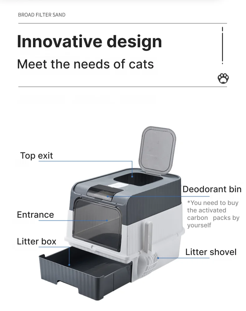 Portable Cat Litter Box – Enclosed, Easy Clean & Odor Control