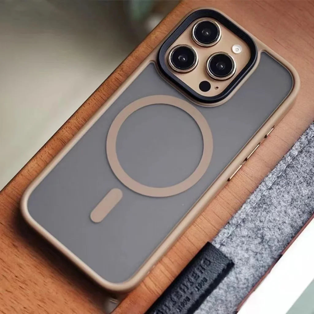 Shockproof Matte Transparent iPhone Case – MagSafe & Wireless Charging Compatible