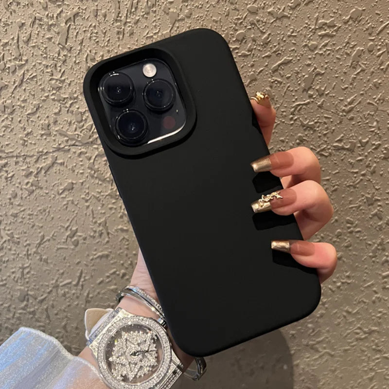 Luxury Silicone Shockproof iPhone Case – Solid Color Cover