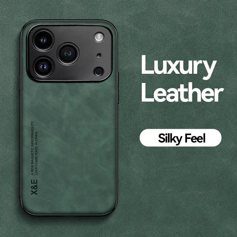 Luxury Leather Shockproof Phone Case – Compatible with iPhone 11–17 Series