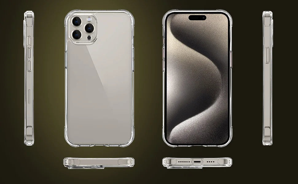 Transparent Shockproof iPhone Case – Compatible with iPhone 11–17 Series
