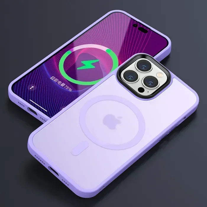Shockproof Matte Transparent iPhone Case – MagSafe & Wireless Charging Compatible