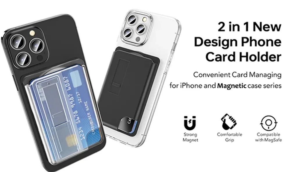 Magnetic Wallet Phone Case with Card Holder & Grip