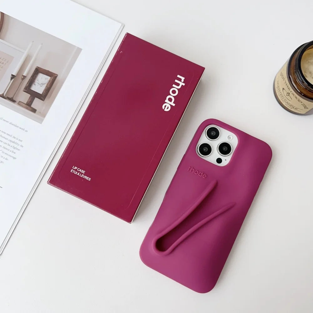 HODE Soft Silicone iPhone Case with Lipstick Holder – Gift Box Included