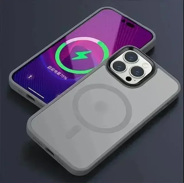 Shockproof Matte Transparent iPhone Case – MagSafe & Wireless Charging Compatible