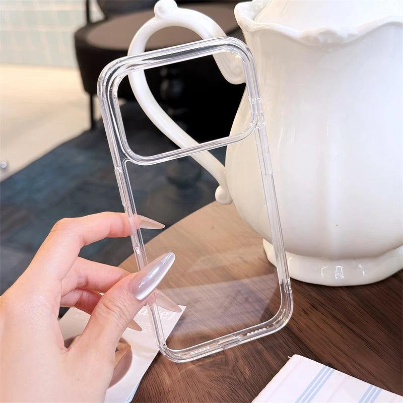 Luxury Transparent Tempered Glass Case – Shockproof Clear Cover for iPhone 12–17 Series