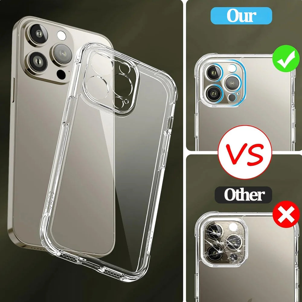 Transparent Shockproof iPhone Case – Compatible with iPhone 11–17 Series