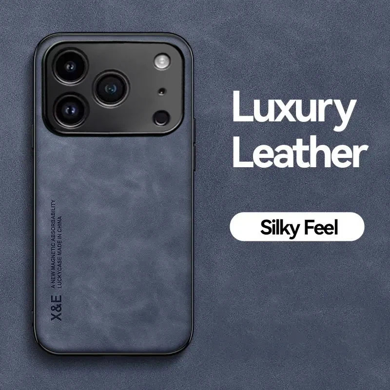 Luxury Leather Shockproof Phone Case – Compatible with iPhone 11–17 Series