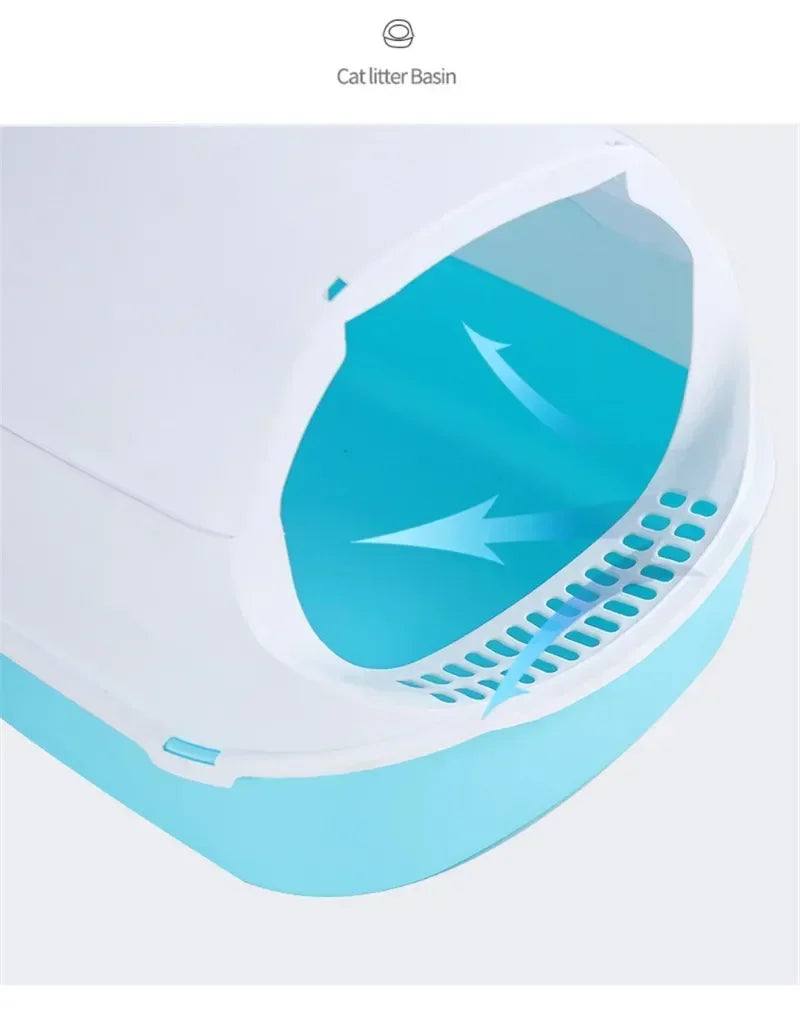 Portable Cat Litter Box – Semi-Enclosed & Splashproof