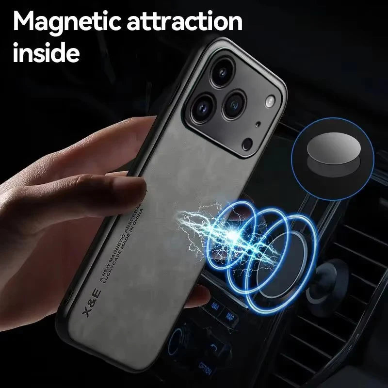 Luxury Leather Shockproof Phone Case – Compatible with iPhone 11–17 Series