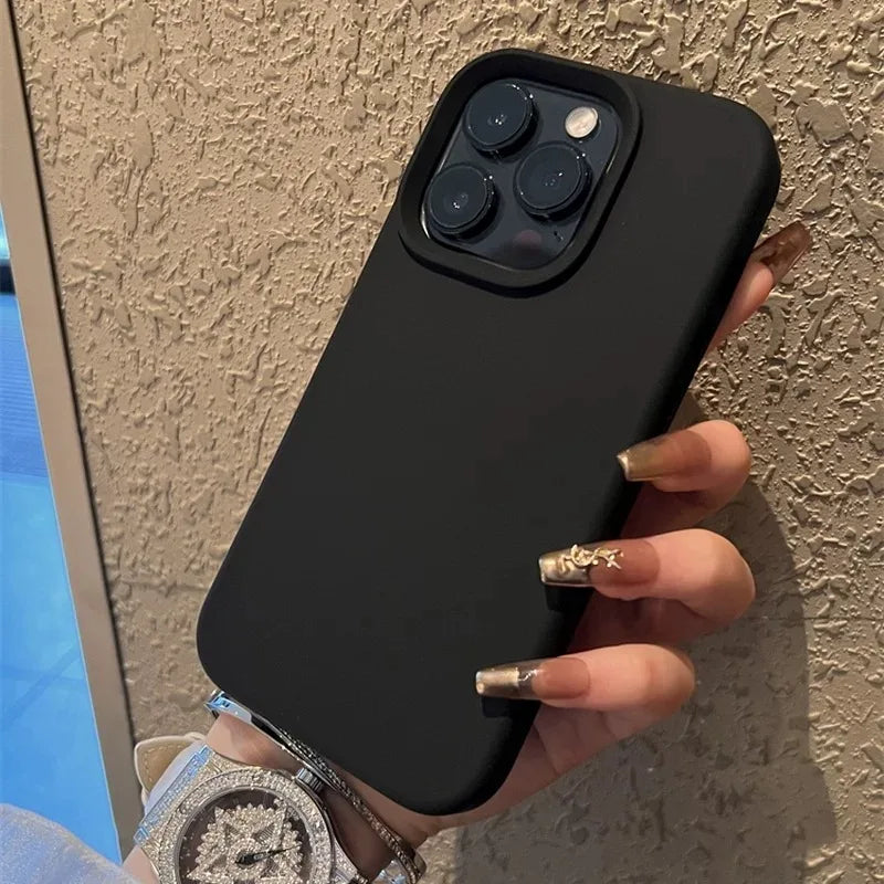 Luxury Silicone Shockproof iPhone Case – Solid Color Cover
