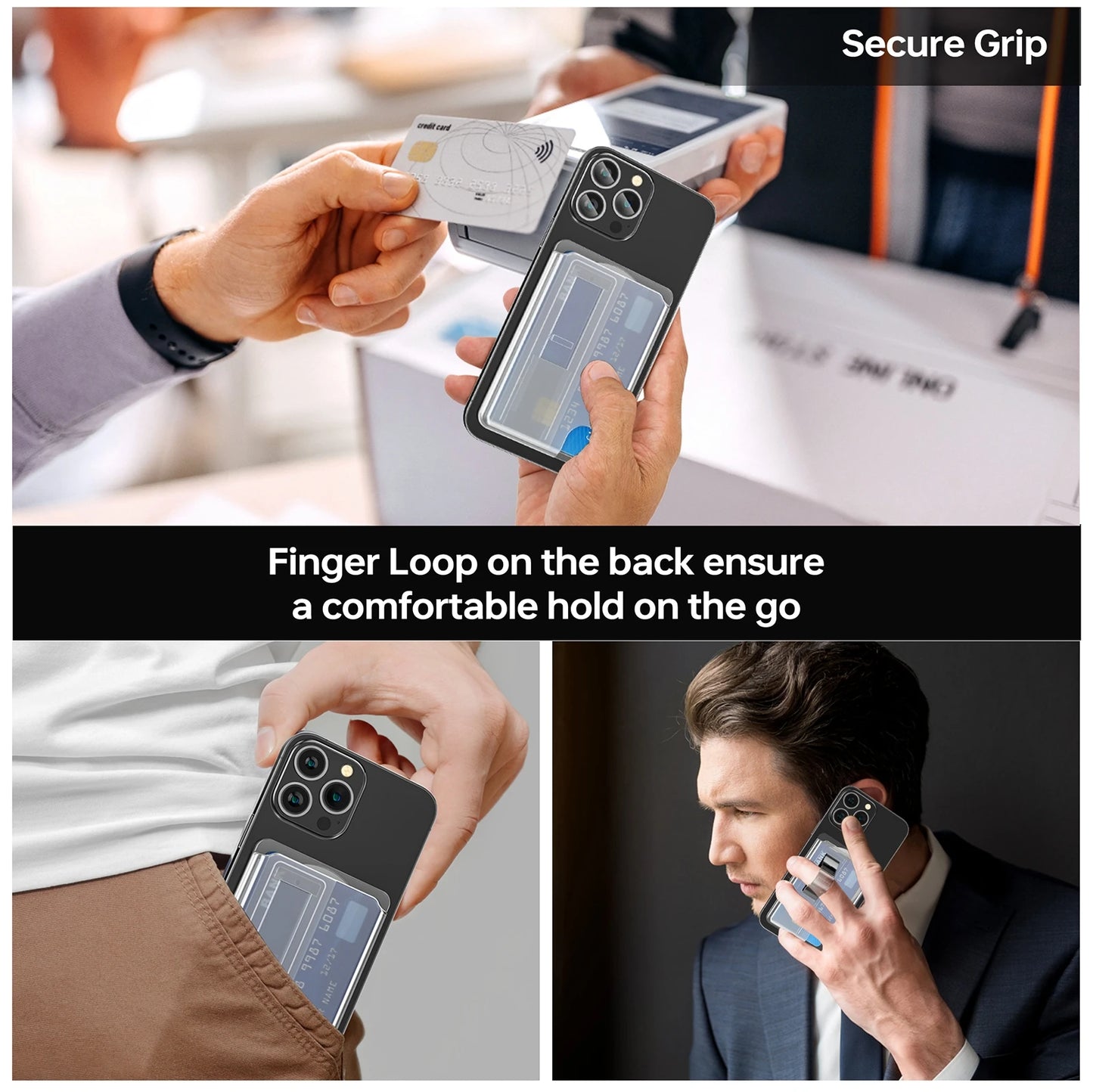 Magnetic Wallet Phone Case with Card Holder & Grip