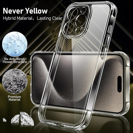Transparent Shockproof iPhone Case – Compatible with iPhone 11–17 Series