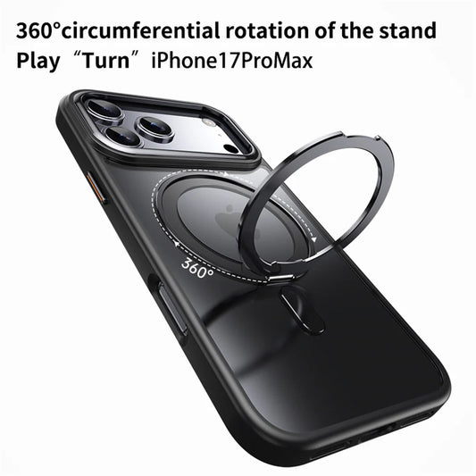 Luxury 360° Rotating Magnetic Stand Case – MagSafe Compatible for iPhone 11–17 Series