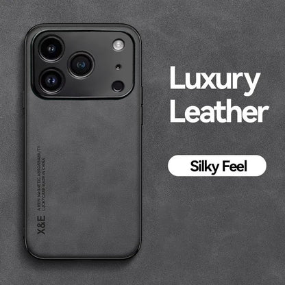 Luxury Leather Shockproof Phone Case – Compatible with iPhone 11–17 Series