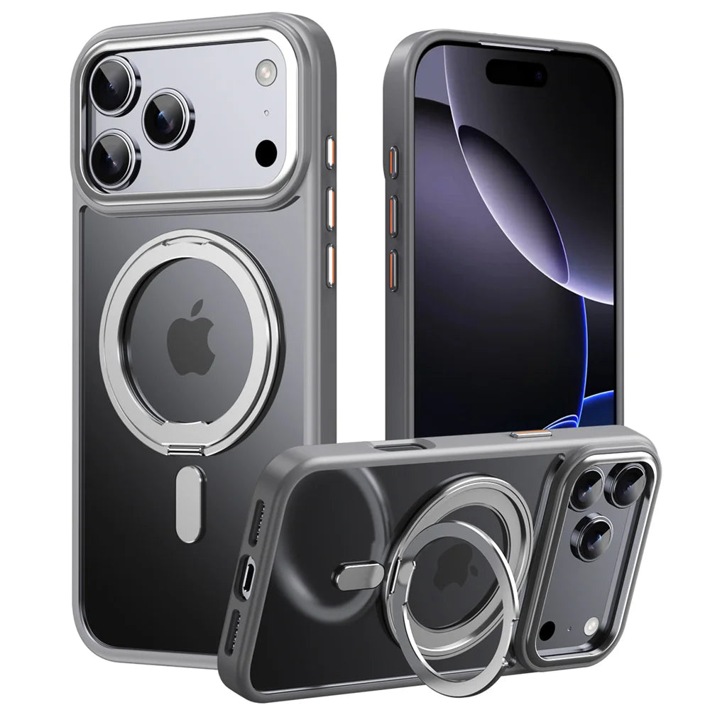 Luxury 360° Rotating Magnetic Stand Case – MagSafe Compatible for iPhone 11–17 Series
