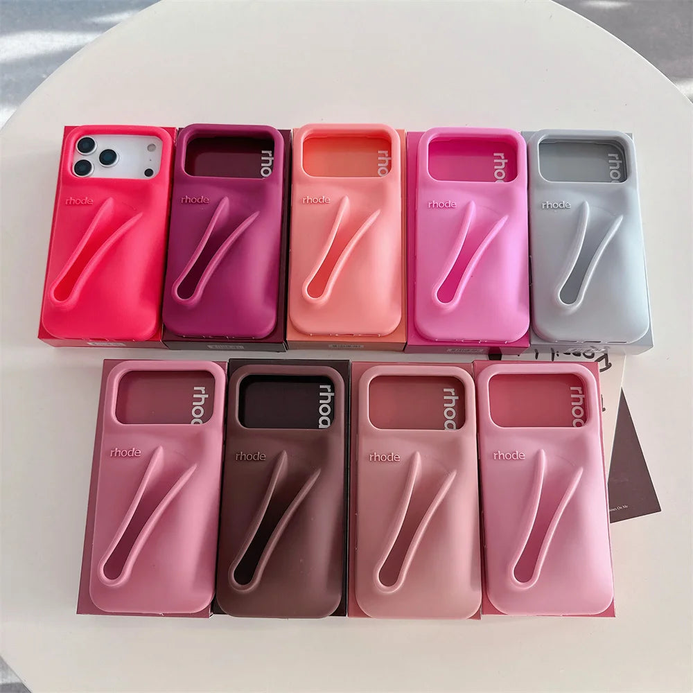 Luxury RHODE Silicone iPhone Case with Lipstick Holder & Gift Box