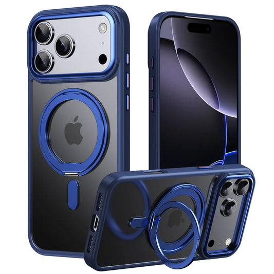 Luxury 360° Rotating Magnetic Stand Case – MagSafe Compatible for iPhone 11–17 Series