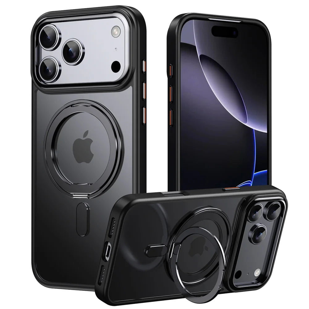 Luxury 360° Rotating Magnetic Stand Case – MagSafe Compatible for iPhone 11–17 Series